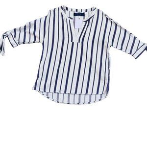 Blue Rain Striped Tie-Sleeve Blouse – XS
